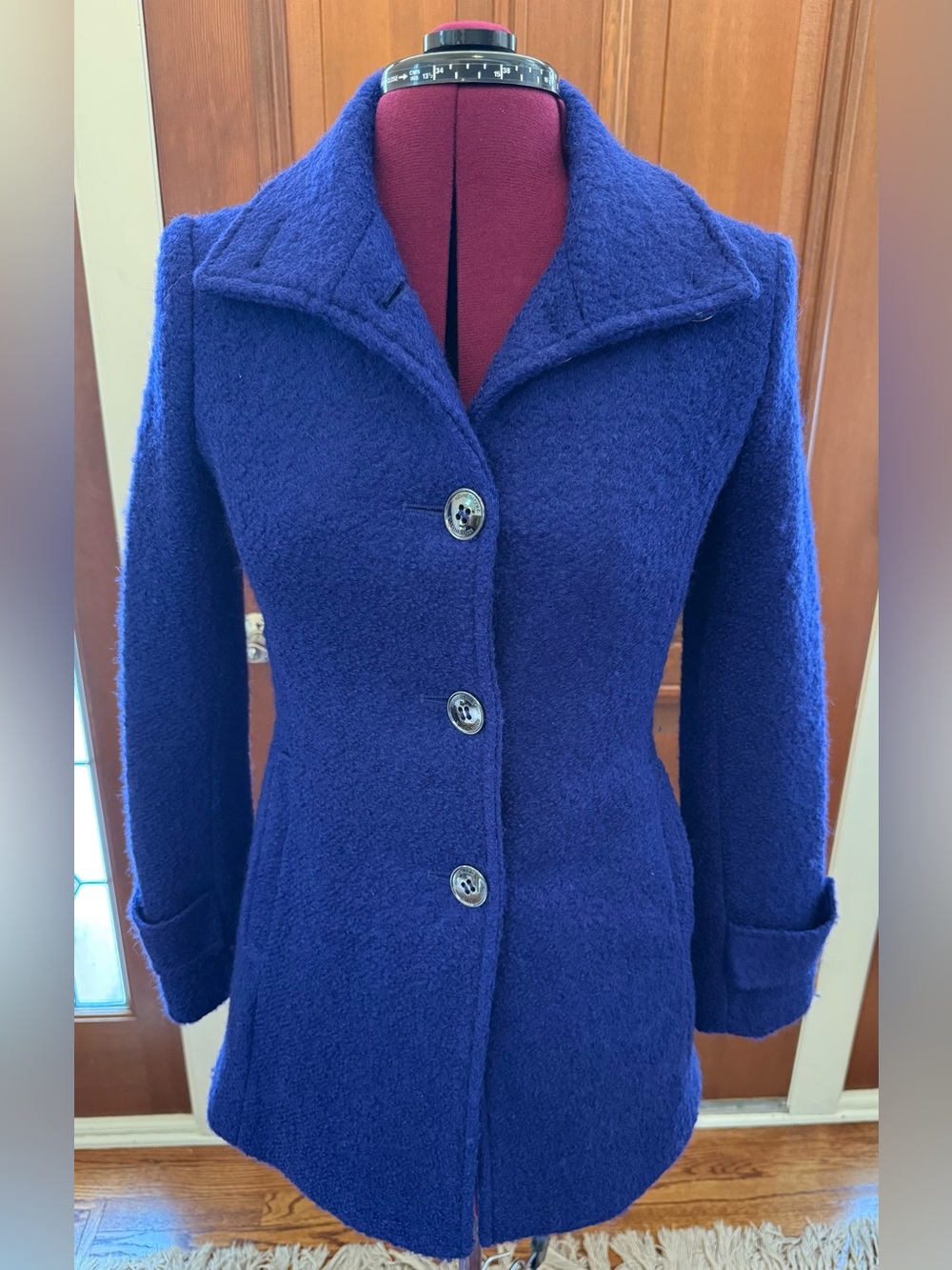 Kenneth Cole New York Women’s Classic Wool-Blend Button Coat in Cobalt Blue